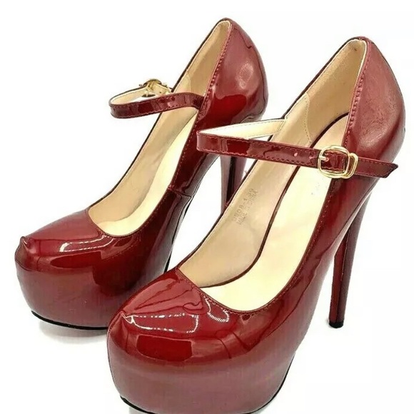 Vivo Rosa by Milano Patent Leather Maroon Platform - Picture 2 of 12